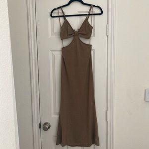 Tan cutout midi dress